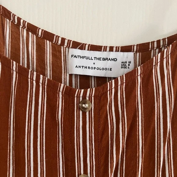 Faithfull the Brand x Anthropologie Terracotta and White Striped Midi Dress - Picture 3 of 5